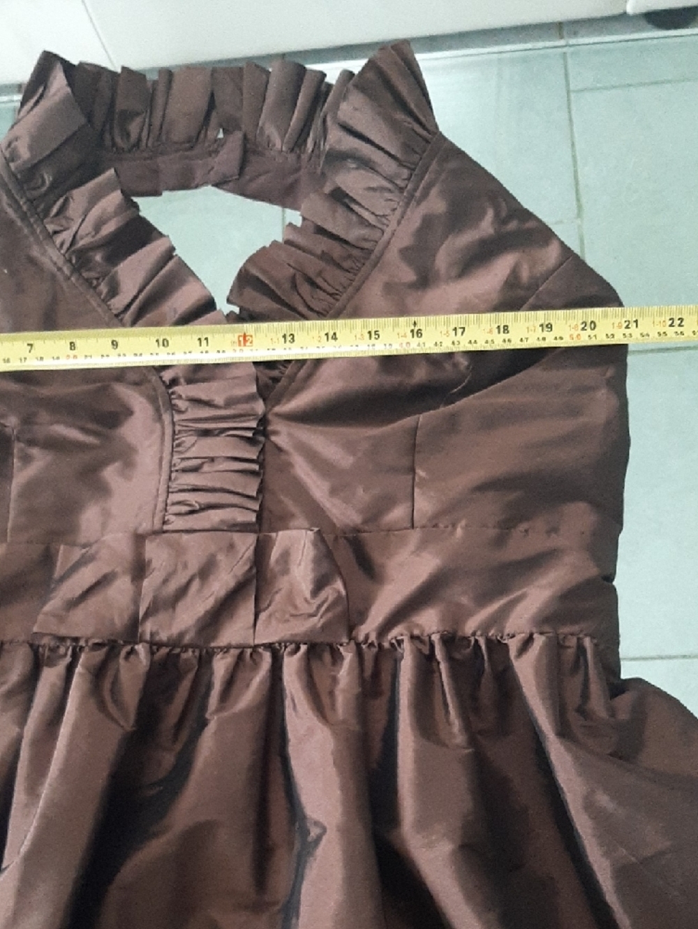 ALFRED SUNG🤎Chocolate Brown Halter Midi Dress with Side Pockets, Lined Sz 22 - Picture 6 of 10